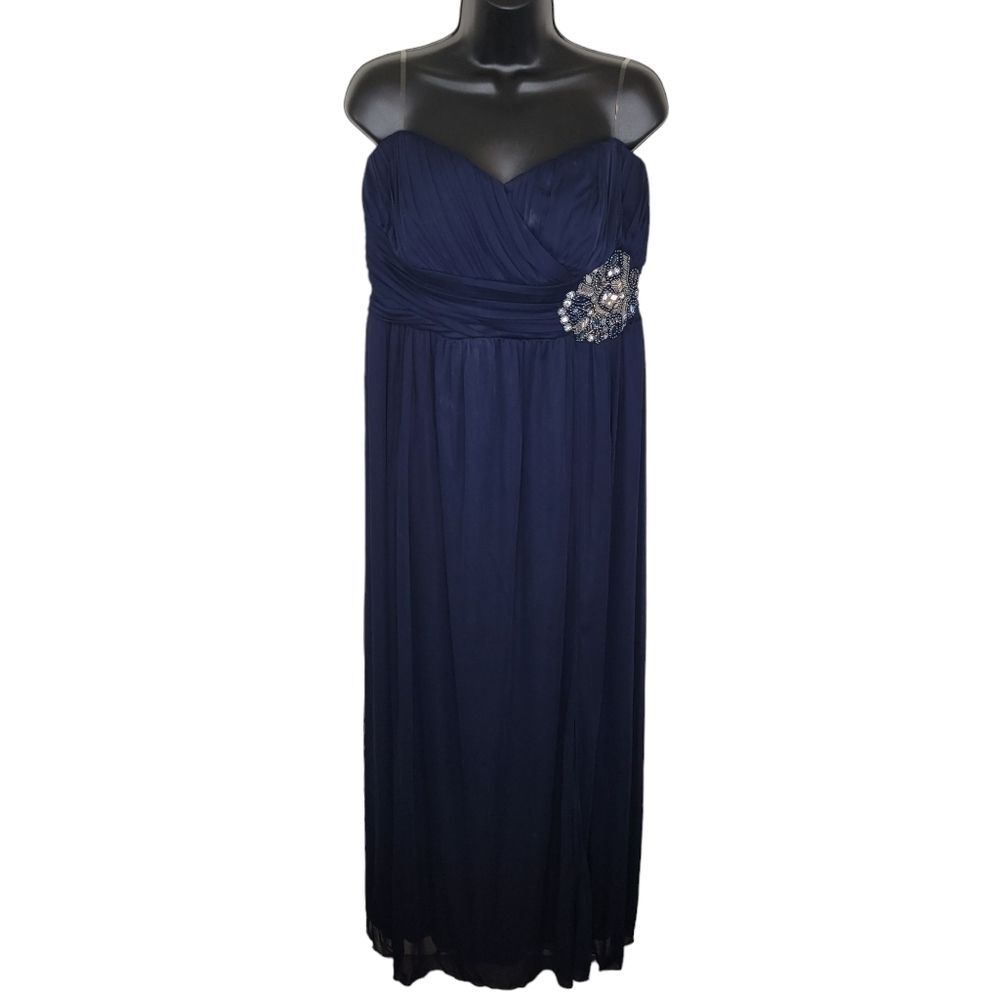 My Michelle Navy Blue Strapless beaded Embellished Gown size 16W